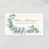 Moderne elegante eucalyptus laat groen goud achter visitekaartje (Voorkant)