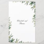 Moderne elegante eucalyptus laat huwelijksmenu ach (Achterkant)