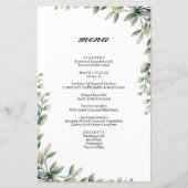 Moderne elegante eucalyptus laat huwelijksmenu ach (Voorkant)