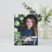 Moderne Elegante Eucalyptus Verjaardag Groet Foto Briefkaart (Staand voorkant)