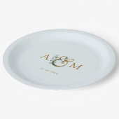 Moderne, elegante eucalyptusampersand bruiloft papieren bordje (Gekanteld)