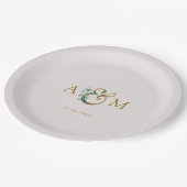 Moderne, elegante eucalyptusampersand bruiloft papieren bordje (Gekanteld)