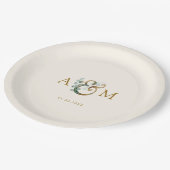 Moderne, elegante eucalyptusampersand bruiloft papieren bordje (Gekanteld)