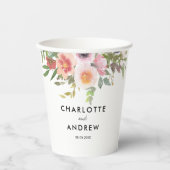 Moderne, elegante eucalyptusbloembruiloft papieren bekers (Voorkant)