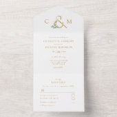 Moderne, elegante eucalyptusbruiloft all in one uitnodiging (Binnen)
