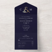 Moderne, elegante eucalyptusbruiloft all in one uitnodiging (Binnen)