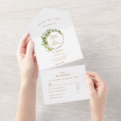 Moderne, elegante eucalyptusbruiloft all in one uitnodiging (Afscheurbaar)