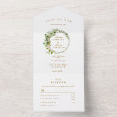 Moderne, elegante eucalyptusbruiloft all in one uitnodiging (Binnen)