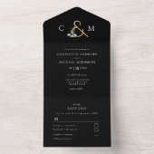 Moderne, elegante eucalyptusbruiloft all in one uitnodiging (Binnen)