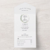 Moderne, elegante eucalyptusbruiloft in één invi all in one uitnodiging (Binnen)