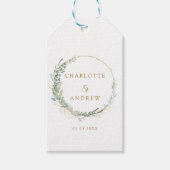 Moderne, elegante eucalyptusbruiloft labels cadeaulabel (Voorkant)