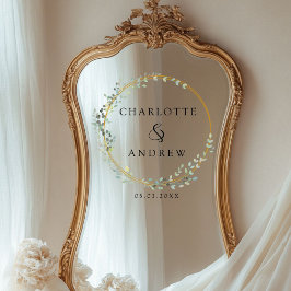 Moderne, elegante eucalyptusbruiloft raamsticker