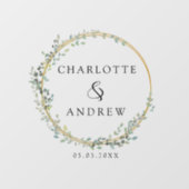 Moderne, elegante eucalyptusbruiloft raamsticker (Vel)