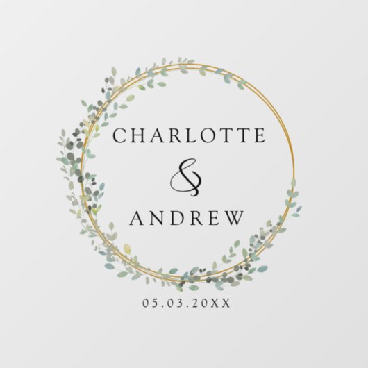Moderne, elegante eucalyptusbruiloft raamsticker (Vel)