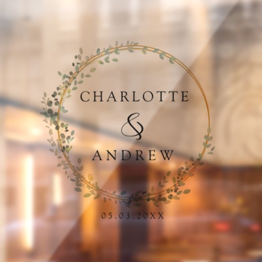 Moderne, elegante eucalyptusbruiloft raamsticker (Vel 2)