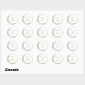 Moderne, elegante eucalyptusbruiloft ronde sticker (Vel)