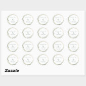 Moderne, elegante eucalyptusbruiloft ronde sticker (Vel)