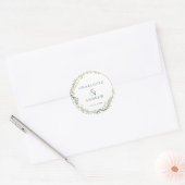 Moderne, elegante eucalyptusbruiloft ronde sticker (Envelop)