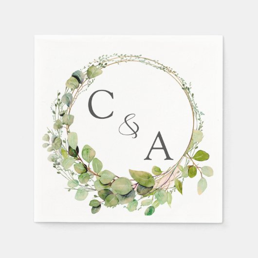 Moderne, elegante eucalyptusbruiloft servet (Voorkant)