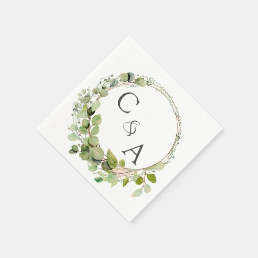 Moderne, elegante eucalyptusbruiloft servet (Hoek)