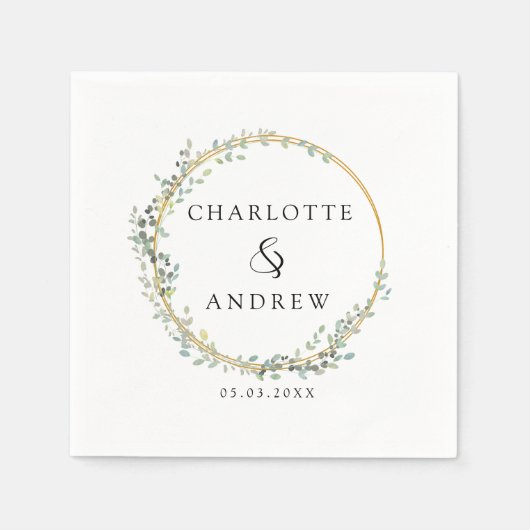 Moderne, elegante eucalyptusbruiloft servet (Voorkant)