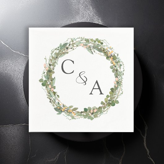 Moderne, elegante eucalyptusbruiloft servet