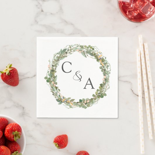 Moderne, elegante eucalyptusbruiloft servet (Insitu)