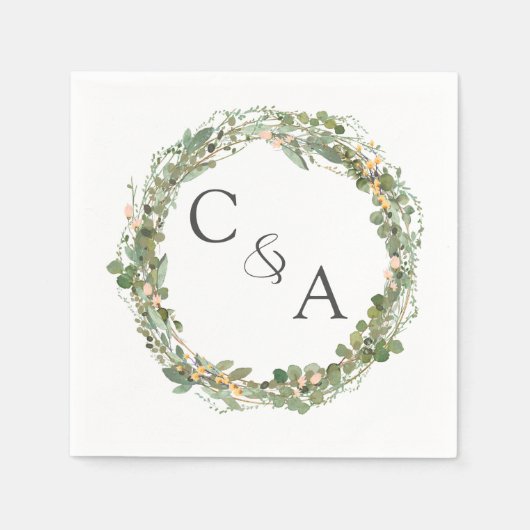 Moderne, elegante eucalyptusbruiloft servet (Voorkant)