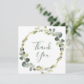 Moderne Elegante Eucalyptuskrans Stijlvol Kader Bedankkaart (Staand voorkant)