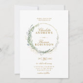 Moderne, elegante eucalyptustrouwuitnodiging kaart (Voorkant)