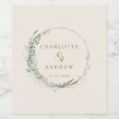 Moderne, elegante eucalyptustrouwwijn wijn etiket (Enkel label)