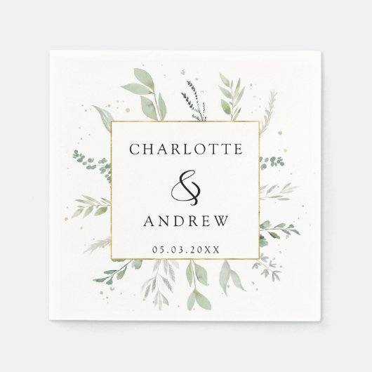 Moderne, elegante Eukalyptus-Hochzeit Serviette Servet (Voorkant)