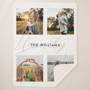Moderne elegante familie 4 foto sherpa deken
