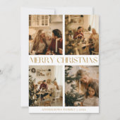 Moderne Elegante Familie Foto Goud Minimale Kerstm Feestdagenkaart (Voorkant)