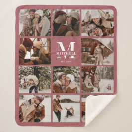 Moderne Elegante Familie Fotocollage Dusty Pink Sherpa Deken