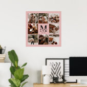Moderne Elegante Familie Fotocollage Roze Keepsake Poster (Thuiskantoor)