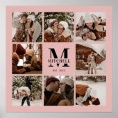 Moderne Elegante Familie Fotocollage Roze Keepsake Poster (Voorkant)