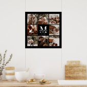 Moderne Elegante Familie Fotocollage Zwart Keepsak Poster (Keuken)