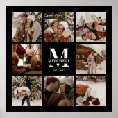 Moderne Elegante Familie Fotocollage Zwart Keepsak Poster (Voorkant)
