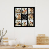 Moderne Elegante Familie Fotocollage Zwart Keepsak Poster (Keuken)