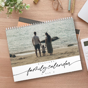 Moderne elegante familie fotoscript typografie kalender