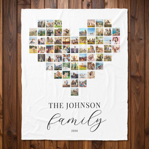 Moderne Elegante Familie Hartvormige Fotocollage Fleece Deken