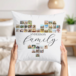 Moderne Elegante Familie Hartvormige Fotocollage Kussen