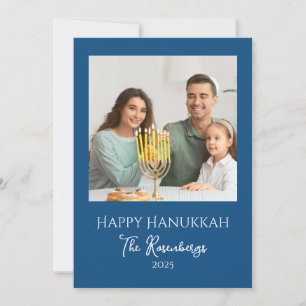 Moderne Elegante Familiefoto Chanoeka Feestdagenkaart
