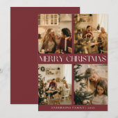 Moderne Elegante Familiefoto Rood Minimal Christma Feestdagenkaart (Voorkant / Achterkant)