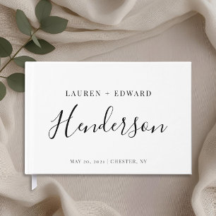 Moderne Elegante Familiennaam Trouwen Gastenboek