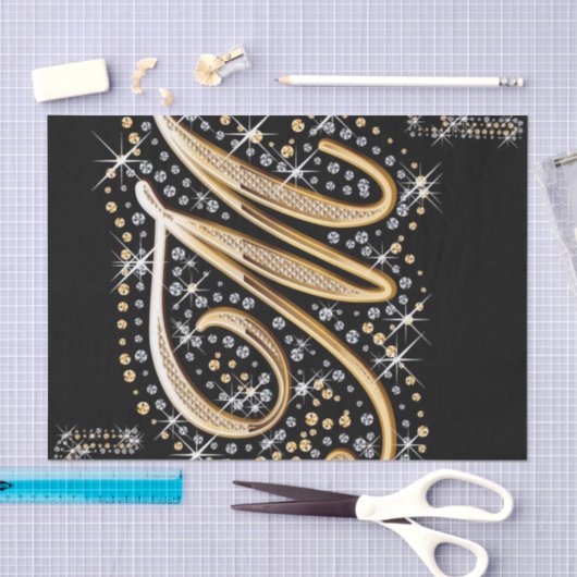 moderne elegante fancy letter M monogram Tissuepapier (Craft)