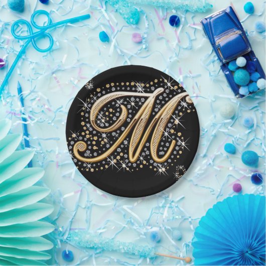 moderne elegante fancy letter    Mmonogram Papieren Bordje (Feest)