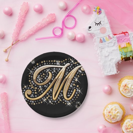 moderne elegante fancy letter Mmonogram Papieren Bordje (Feest)