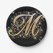 moderne elegante fancy letter Mmonogram Papieren Bordje (Voorkant)